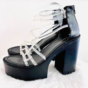 🎉Clearance🎉Lemonade Black Strappy Platform Sandals Shoes Concert Cosplay ~ 10